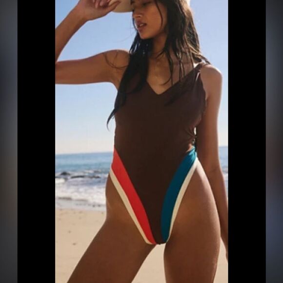 Oneone Swim x Free People Thalya One Piece Swimsuit in Brown - Picture 1 of 7